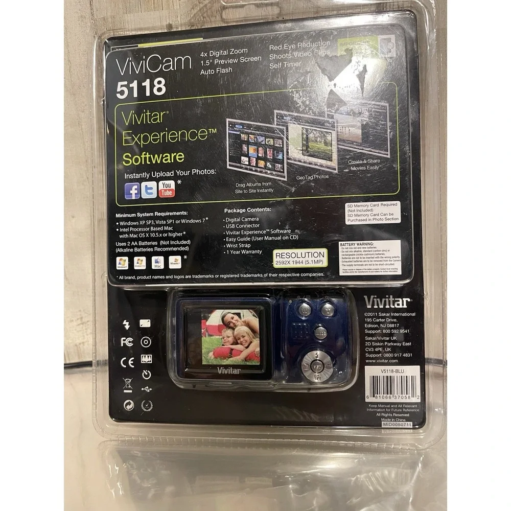 Vivitar ViviCam 5118 5.1MP Digital Camera Blue New in Sealed Package